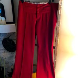 Red Reverse pleat Pants